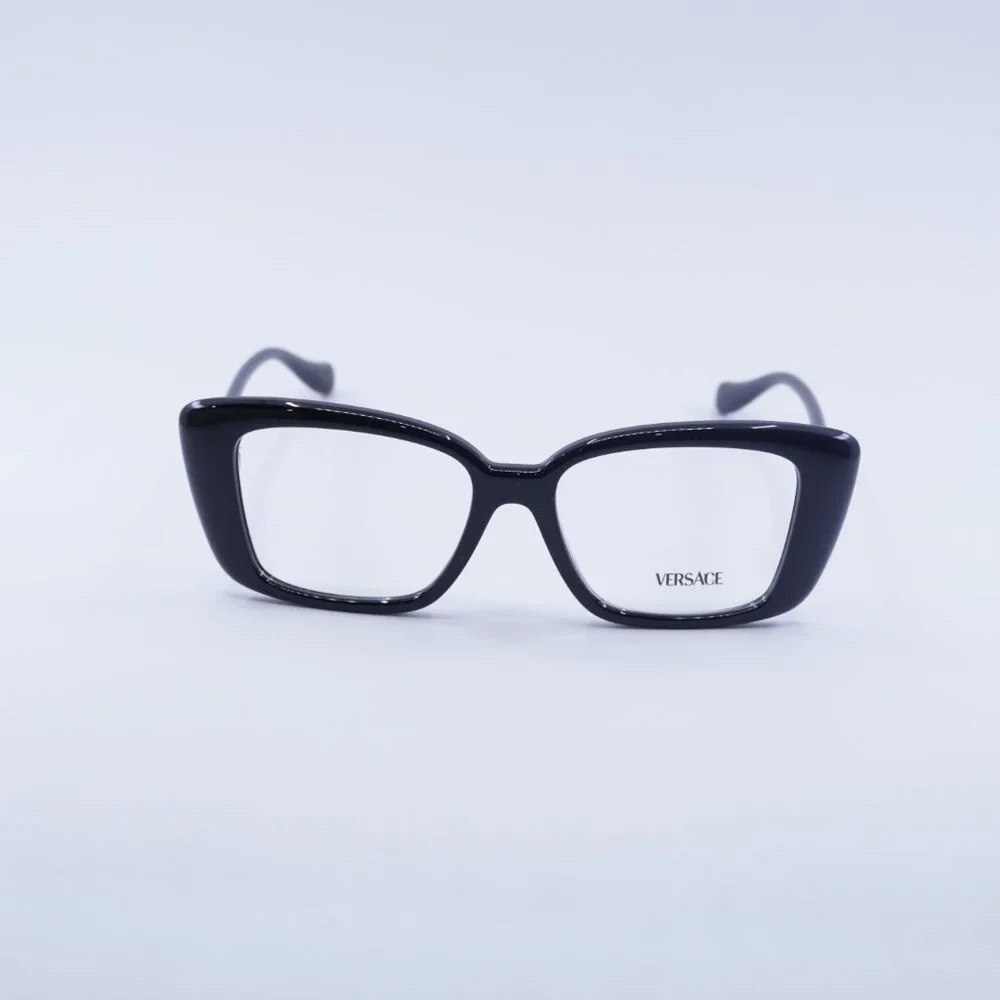 Versace VE3385U GB1 Eyeglasses Shiny Black 53mm Square Frame